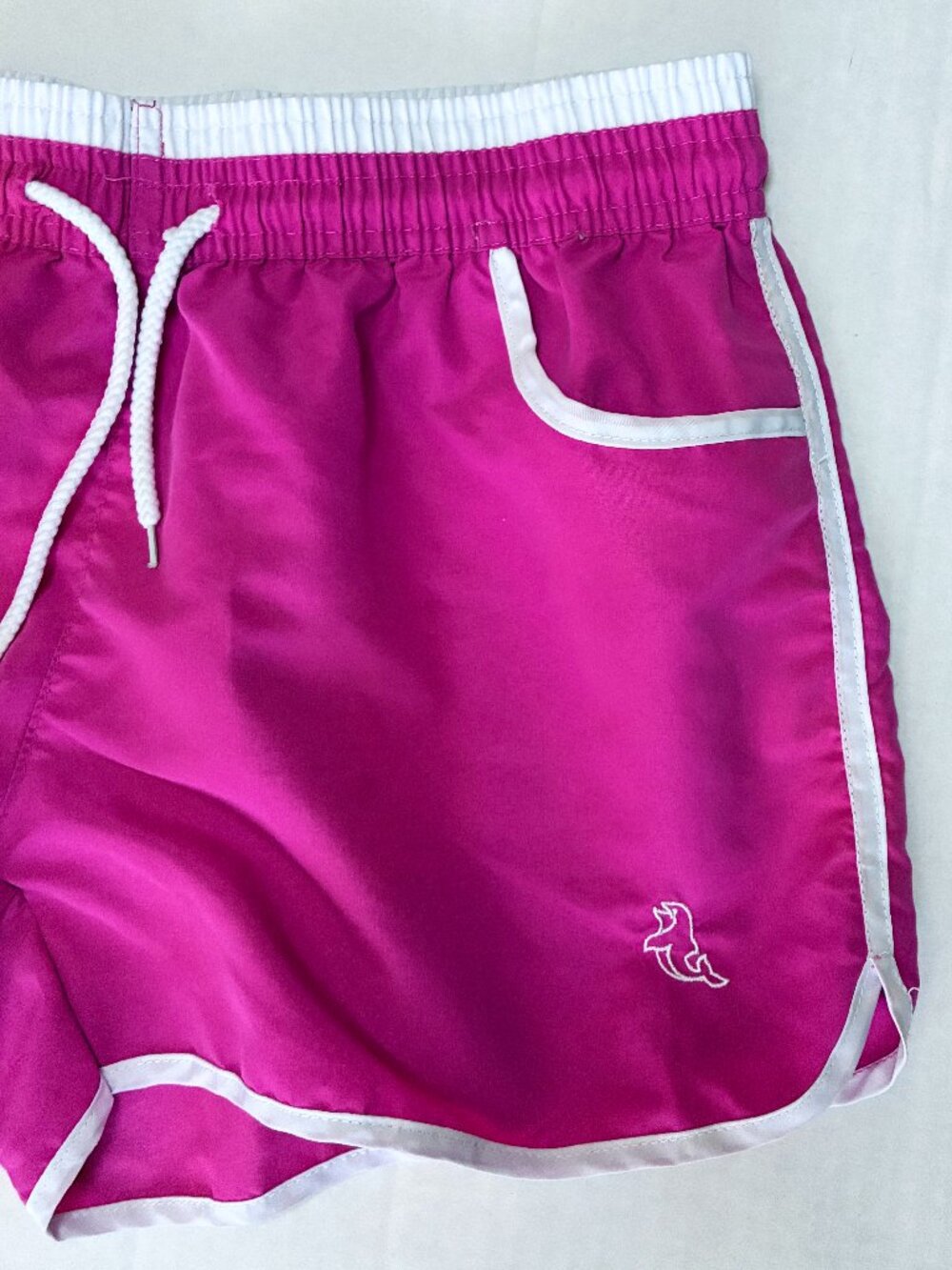 Contrast Trim Dolphin Retro Y2K Running Shorts - Size Small - Pink